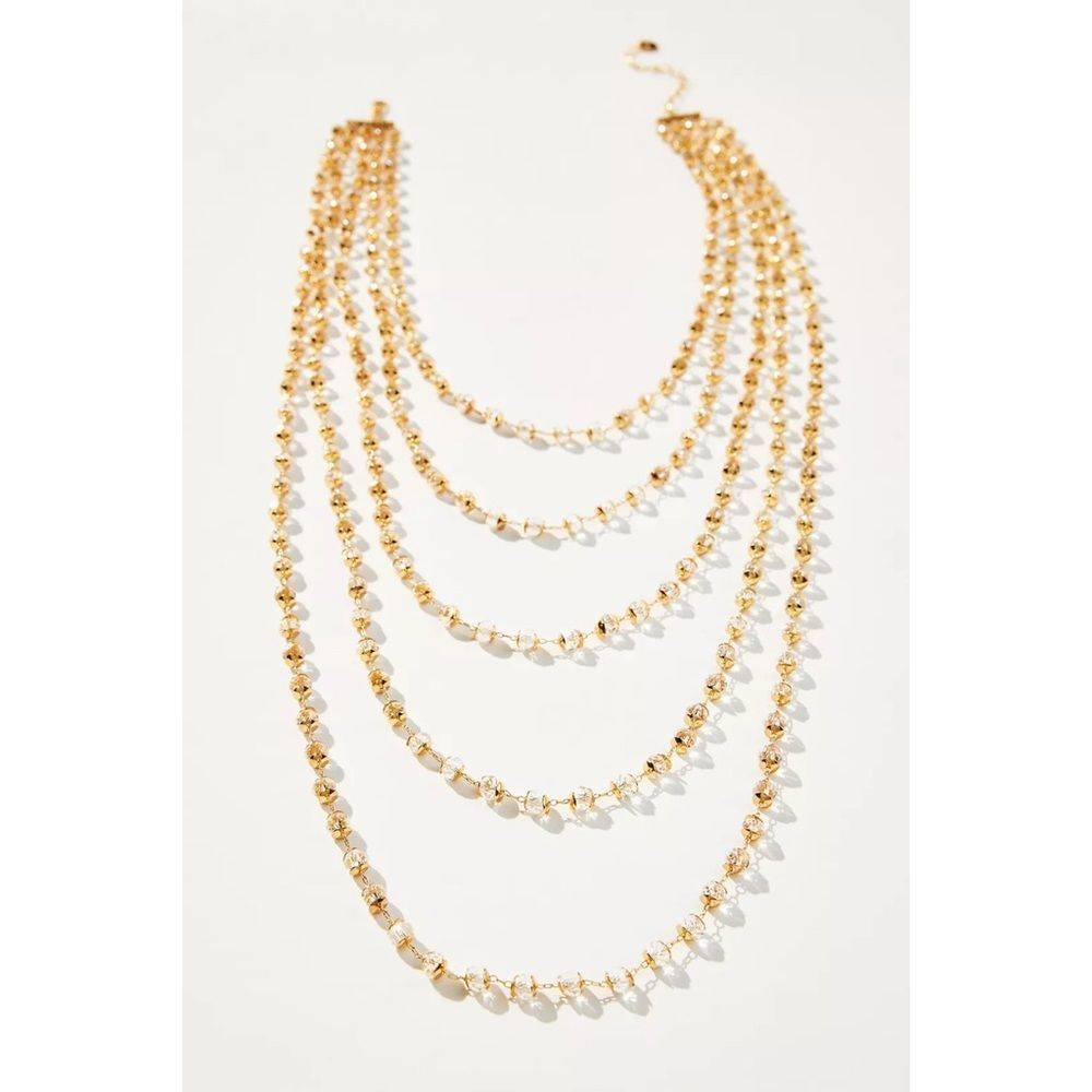 Anthropologie Romantic Glass Crystal Layered Necklace NWT